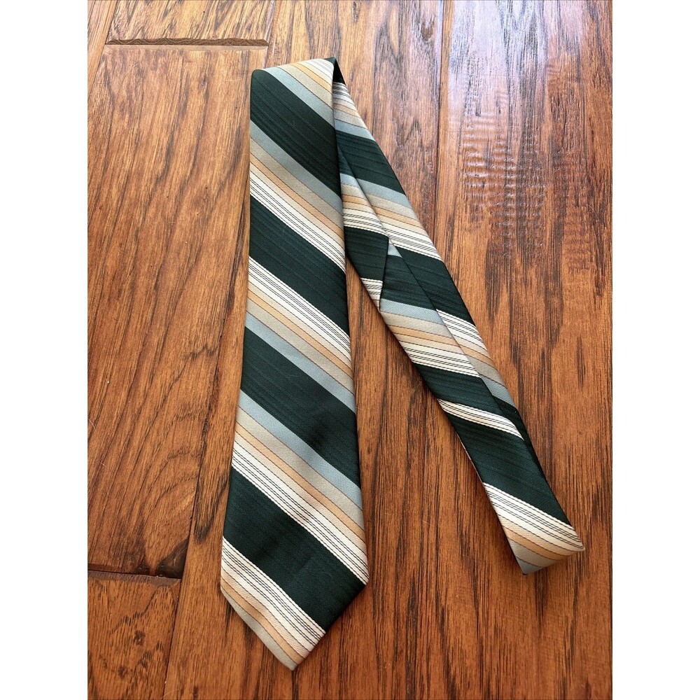 Mark of California Vintage Striped Neck Tie Emerald. Green Brown White